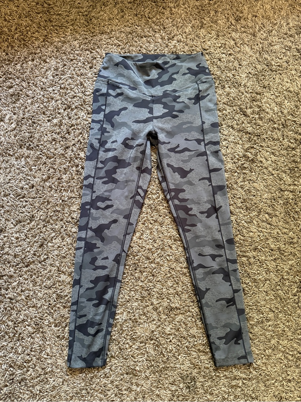 Active USA Purple Gray Print Leggings/E155